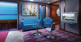 Pride of America cruise ship Family Suite with Balcony with queen-sized bed, liv